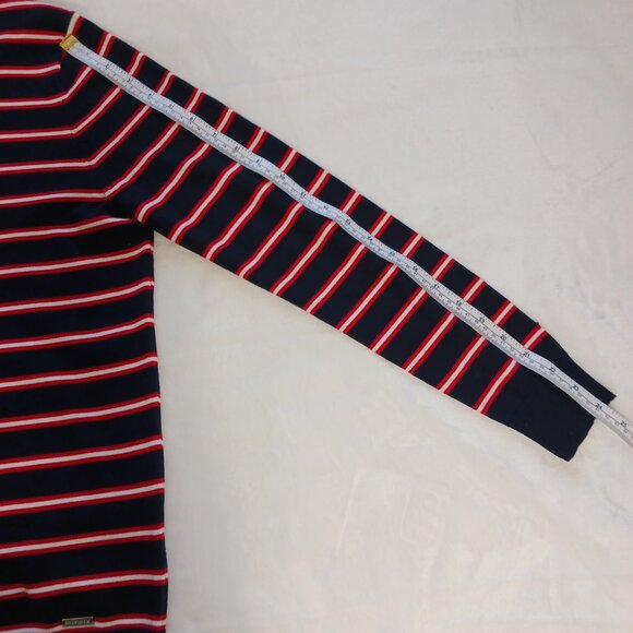Tommy Hilfiger Turtleneck Sweater, Navy with Red and White Stripes, Size Medium - Picture 8 of 15